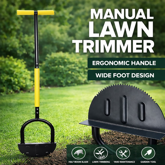 Manual Lawn Edger Half Moon Serrated Blade Garden Grass Edging Trimmer Tool