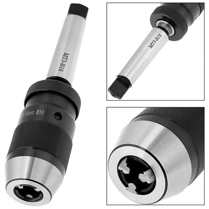 Self Tightening Keyless Drill Chuck MT3 B18 Arbor High Precision Industrial