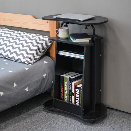 Mobile Height Adjustable Sofa Side Table Computer Desk with Wheels Space Saving