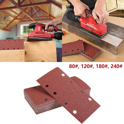 80PCS Rectangular Sanding Sheets 8 Hole Flocked Sandpaper For Polishing Wood