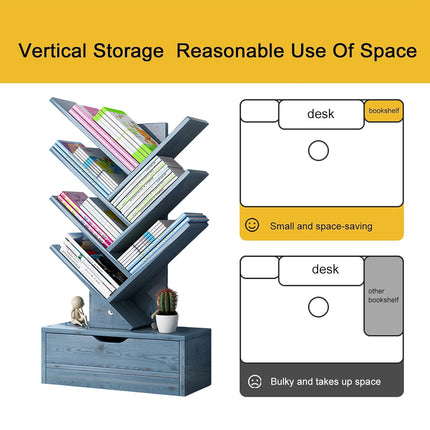 Bookshelf Display Shelf Book Storage Rack Wood Bookcase Drawer Durable Aesthetic
