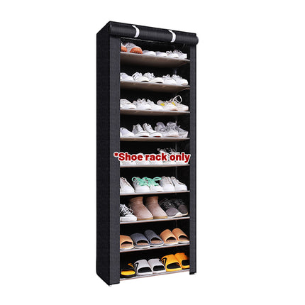 10 Tier Shoe Rack Stainless Steel Frame Non Woven Fabric for Shoe Storage Use