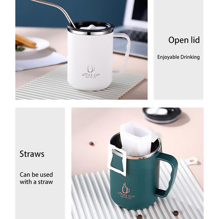 Double Walled Mug Stainless Steel 500ml Leak and Spill Proof for Hot Cold Drink