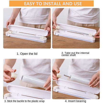 Plastic Wrap Cutter Kitchen Tool Storage Cutting Box Divider Household Organizer