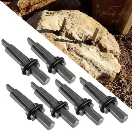 6 Piece Stone Splitting Wedge Feather Shim Kit Granite Rock Concrete Mason Tool