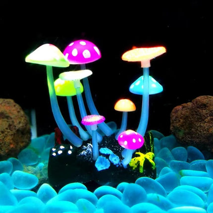 9pcs Simulation Mushroom Fish Tank Decor Fake Plants Aquarium Ornament Set