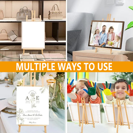Mini Easel Set 4PCS Wooden Desktop Tripod Easels for Small-Scale Painting Display