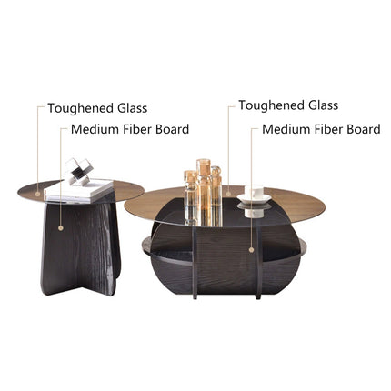 1/2pcs Modern Round Glass Coffee Table Home Side Table Living Room Furniture Set