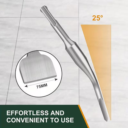 75mm Wide SDS Plus Tile Chisel 25 Degree Bent Shaft for Concrete Masonry Removal