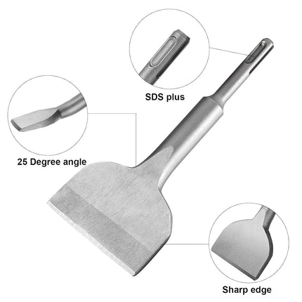 75mm Wide SDS Plus Tile Chisel 25 Degree Bent Shaft for Concrete Masonry Removal