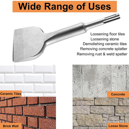 75mm Wide SDS Plus Tile Chisel 25 Degree Bent Shaft for Concrete Masonry Removal
