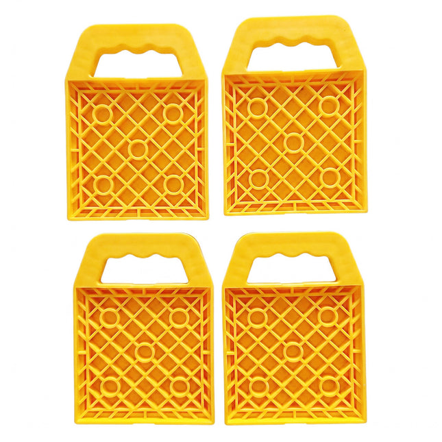 Set of 4 RV Leveling Blocks Stackable Caravan Jack Stabiliser Pads with Handle