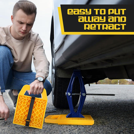 Set of 4 RV Leveling Blocks Stackable Caravan Jack Stabiliser Pads with Handle