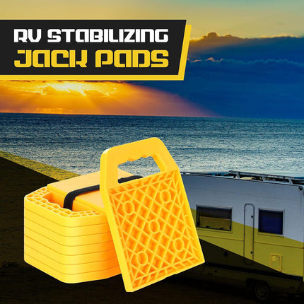 Set of 4 RV Leveling Blocks Stackable Caravan Jack Stabiliser Pads with Handle