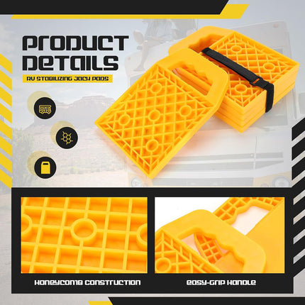 Set of 4 RV Leveling Blocks Stackable Caravan Jack Stabiliser Pads with Handle