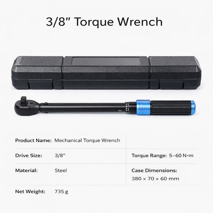 Adjustable Torque Wrench 72 Tooth Ratchet Automotive Bicycle Mechanic Tool