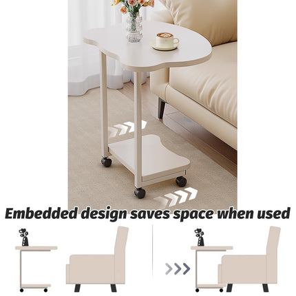 Moveable Side Table Rolling Wheels Sturdy For Sofa Bedside Living Room Use