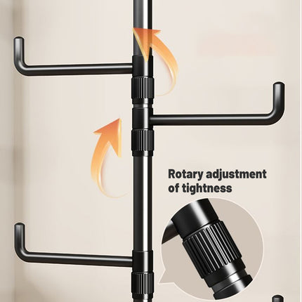 Indoor Floor Standing Telescopic Coat Rack with 6 Hooks Space Saving Daily Use