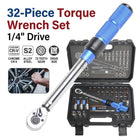 32 Piece Torque Wrench Set Sockets Bits Chrome Vanadium Automotive Mechanic Kit