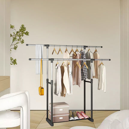Clothes Drying Rack Adjustable Height Telescopic Stable Base Space-Saving