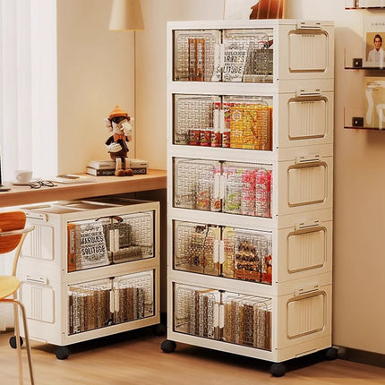 Plastic Multi Layer Foldable Storage Cabinet 5-Tier Dustproof Space Saving