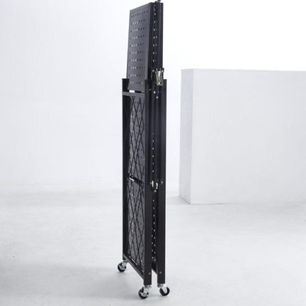 3-Tier Black Foldable Kitchen Storage Rack No-Drill Microwave Oven Shelf Stand