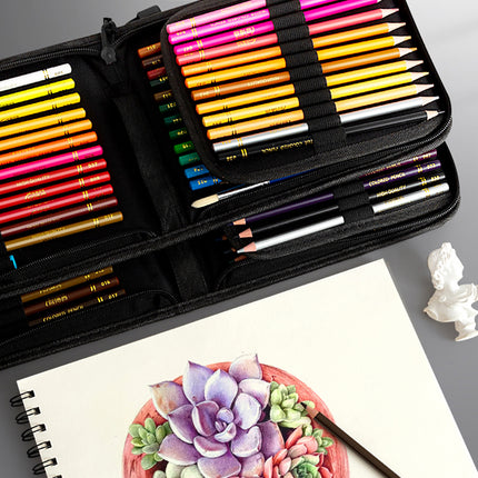 48 or 200 Colours Oil-Based Coloured Pencils Set with Case Non-Toxic