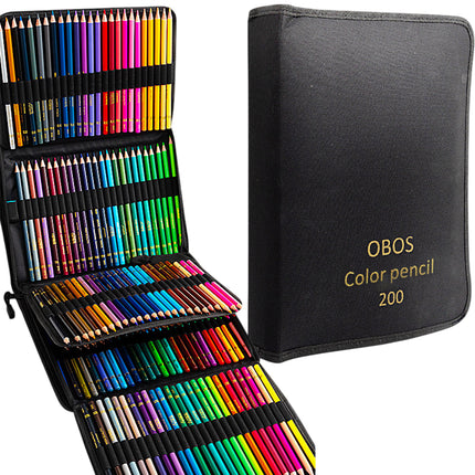 48 or 200 Colours Oil-Based Coloured Pencils Set with Case Non-Toxic