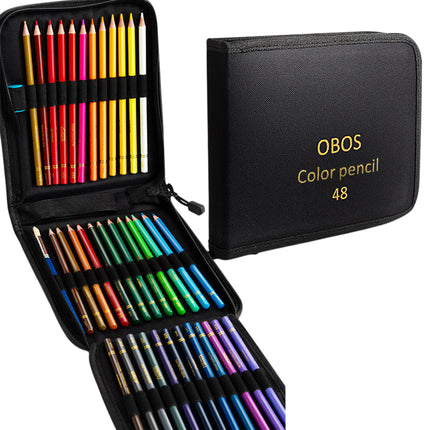 48 or 200 Colours Oil-Based Coloured Pencils Set with Case Non-Toxic