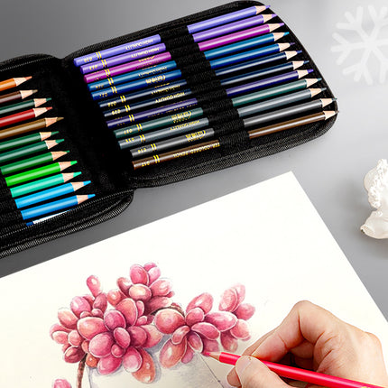 48 or 200 Colours Oil-Based Coloured Pencils Set with Case Non-Toxic