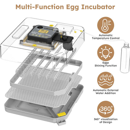 Egg Incubator Automatic Temperature Control 48 Eggs Large Capacity Farm Home Use