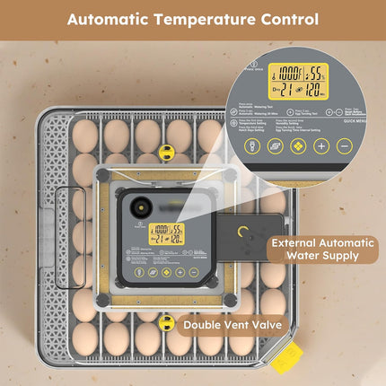 Egg Incubator Automatic Temperature Control 48 Eggs Large Capacity Farm Home Use