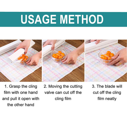 Plastic Food Wrap Dispenser Cutter Foil Cling Film Storage Holder Box Kitchen