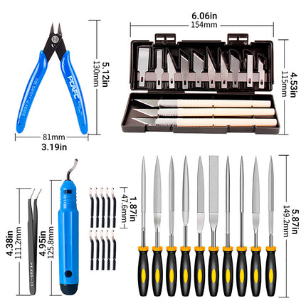 Model Cleaning Tool Kit Trimming Knife Side Cutter Files Tweezers Hobby Set