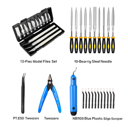 Model Cleaning Tool Kit Trimming Knife Side Cutter Files Tweezers Hobby Set