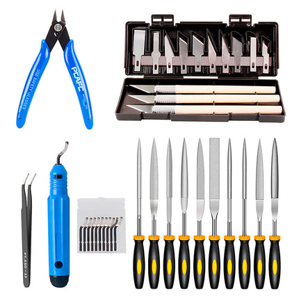 Model Cleaning Tool Kit Trimming Knife Side Cutter Files Tweezers Hobby Set