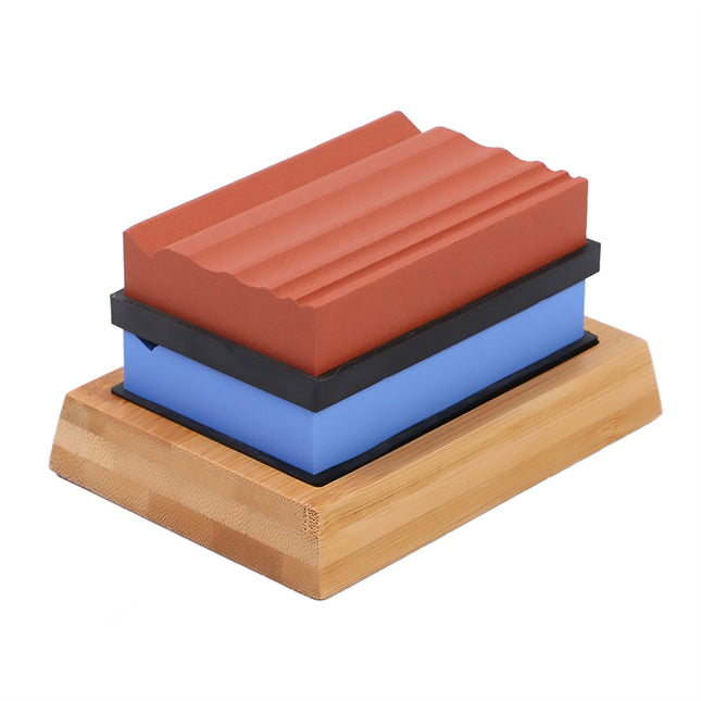 Woodworking Whetstone Sharpening Stone Set Dual Grit 400 1000 Bamboo Base