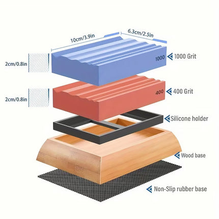 Woodworking Whetstone Sharpening Stone Set Dual Grit 400 1000 Bamboo Base