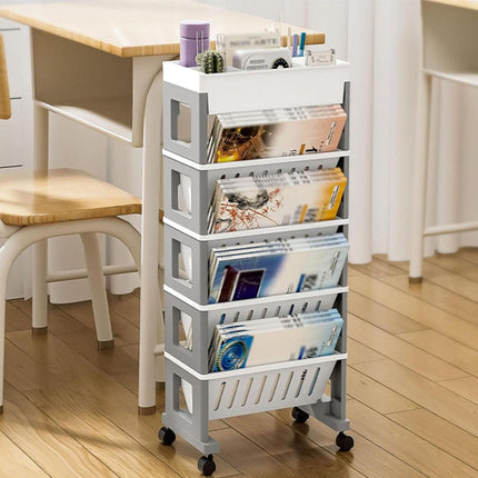 Trolley Deskside Book Storage Bookshelf Removable Floor Shelf for Home Office