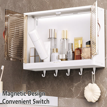 Bathroom Wall Mounted Storage Box Transparent Cabinet Rack Organizer Toiletries