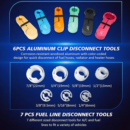Automotive AC Fuel Line Disconnect Tool Kit Refrigerant Hose Removal Repair Set