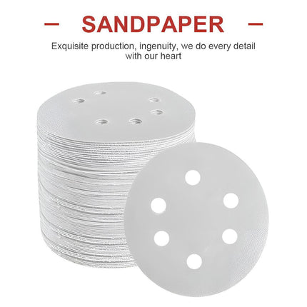 100x 123mm 6/8-Hole Sanding Discs Hook Loop Orbital Sander Pads 80 120 240 Grit