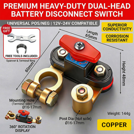 Heavy Duty Car Battery Disconnect Switch 12V 24V Rotary Master Power Cut Off
