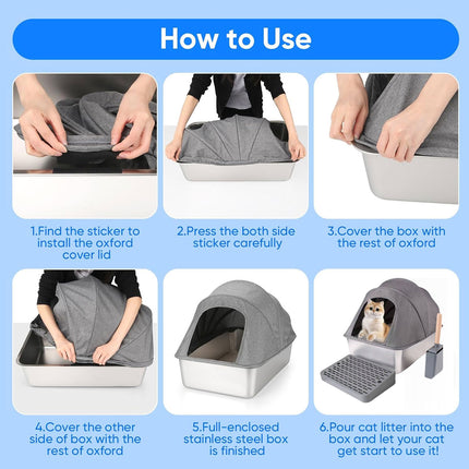 Cat Litter Box Covered Design Cloth Style Large Size Easy Clean Enclosed Toilet