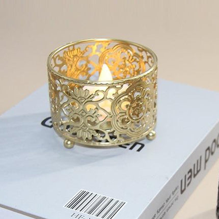 4PCS Hollow Candle Tray Iron Cutout Romantic for Home Wedding Party Decor Use