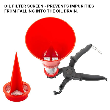 Car Engine Oil Filling Funnel with Hands Free Clamp and Clear Tube Universal