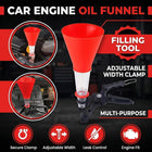Car Engine Oil Filling Funnel with Hands Free Clamp and Clear Tube Universal