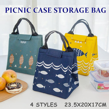 Portable Insulated Lunch Box Carry Tote Picnic Case Storage Bag 23.5x20x17cm