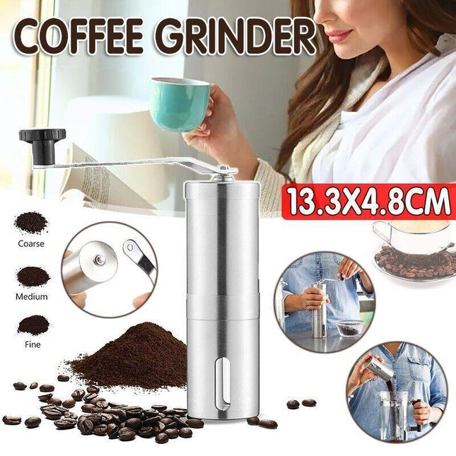 Manual Coffee Grinder Stainless Steel Ceramic Burr Hand Crank Portable Mill