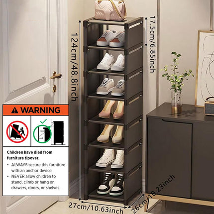 Eight Layer Black Shoe Rack Home Dustproof Shoe Cabinet Removable Multi Shelves